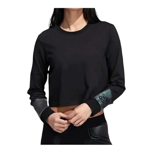 Adidas Holiday Graphics Crop Long Sleeve Tee NWT - Picture 6 of 8